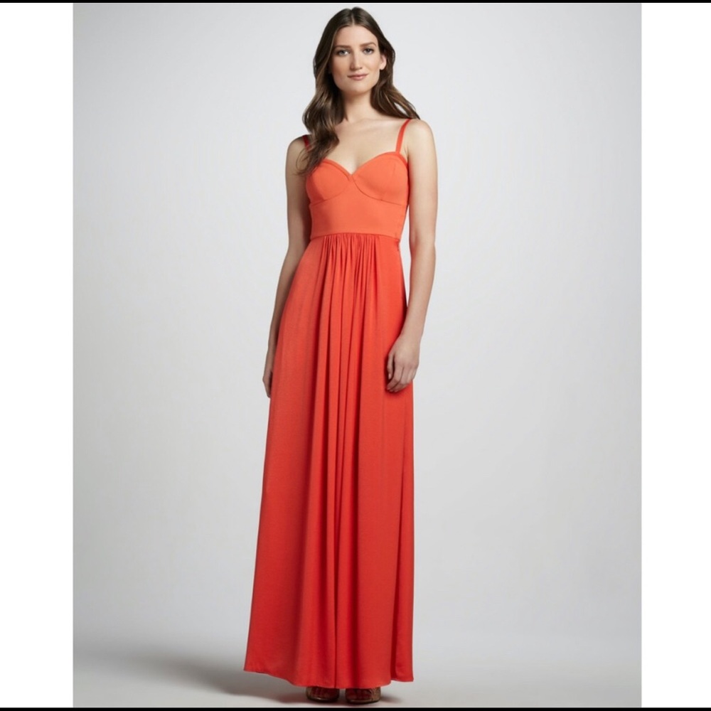 BCBG Orange Spaghetti-Strap Maxi Dress